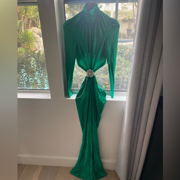 Paco Rabanne Long Sleeve Maxi Dress Emerald Green- Size 36. Worn once. - Picture 4 of 7
